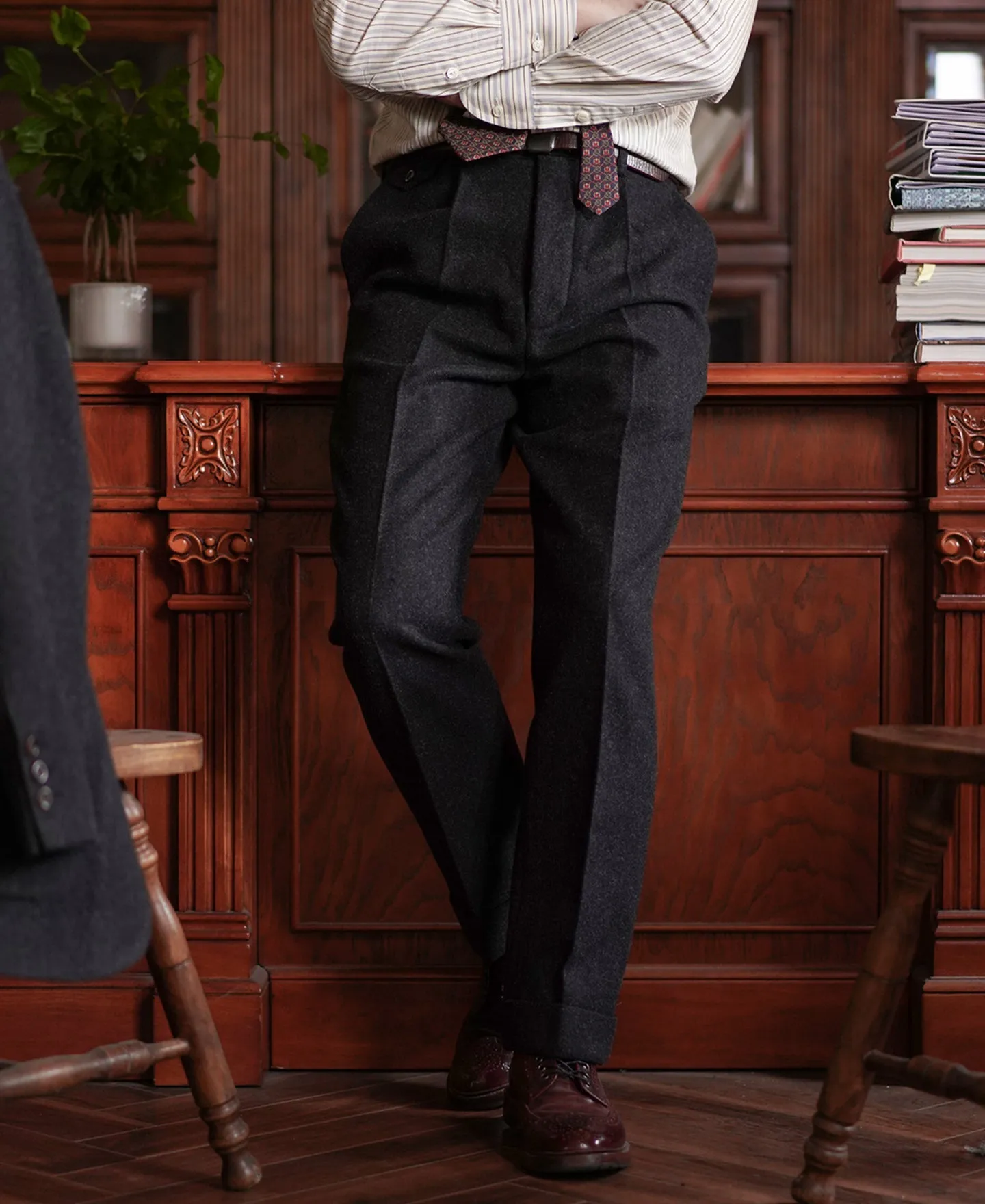 Men's Charcoal Tweed Trousers