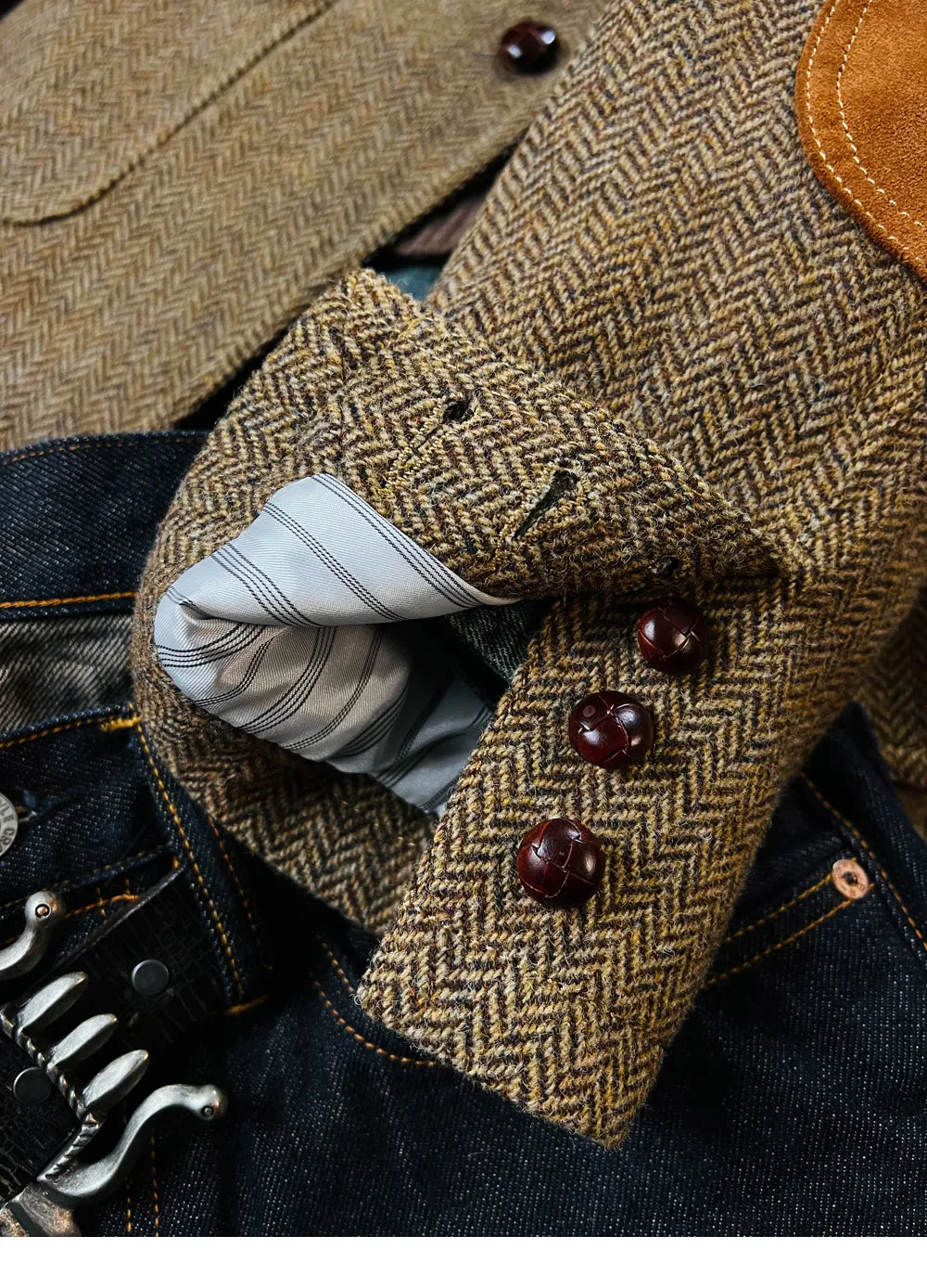 Men's Herringbone Tweed Suit Jacket