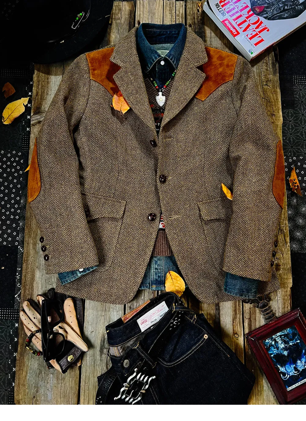 Men's Herringbone Tweed Suit Jacket