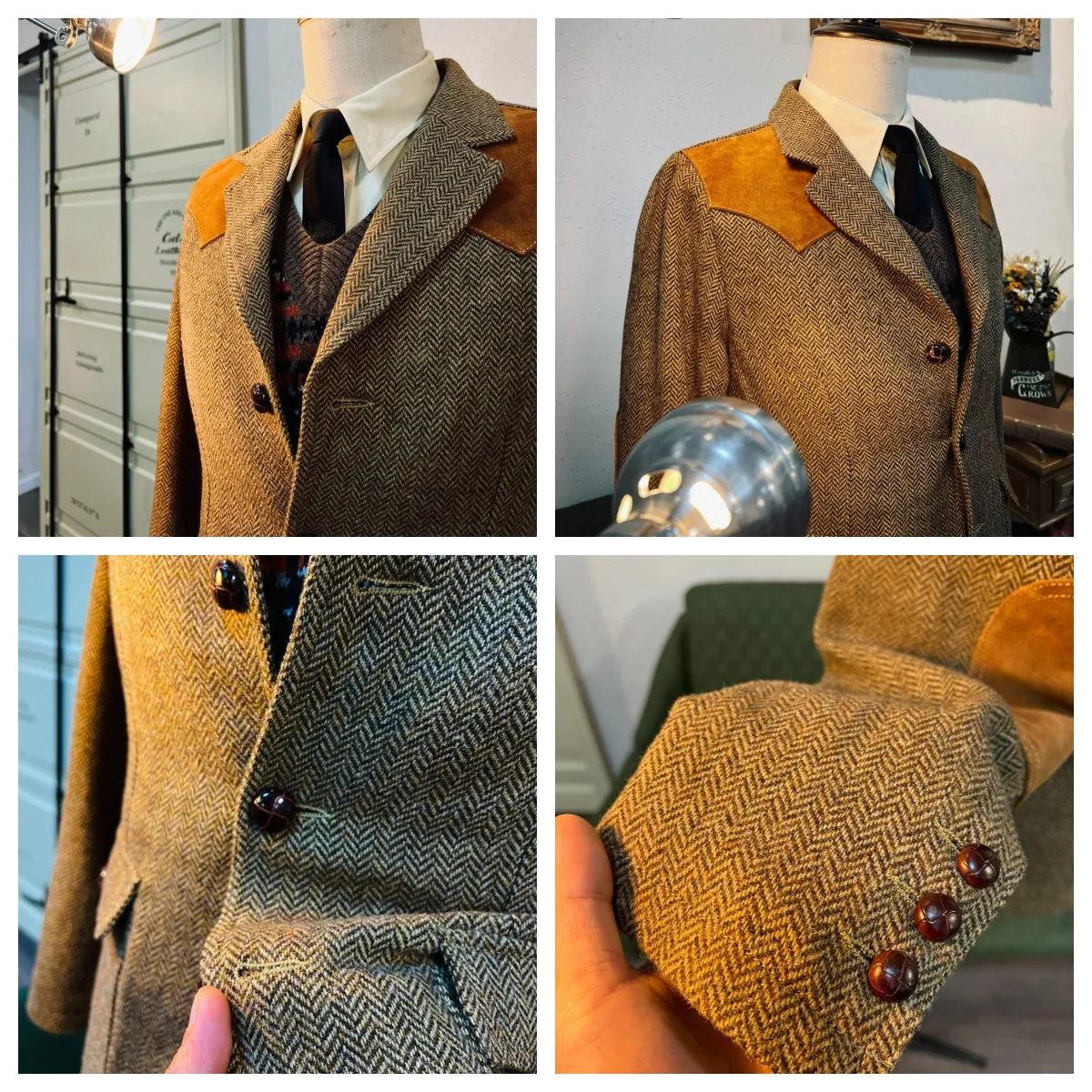 Men's Herringbone Tweed Suit Jacket