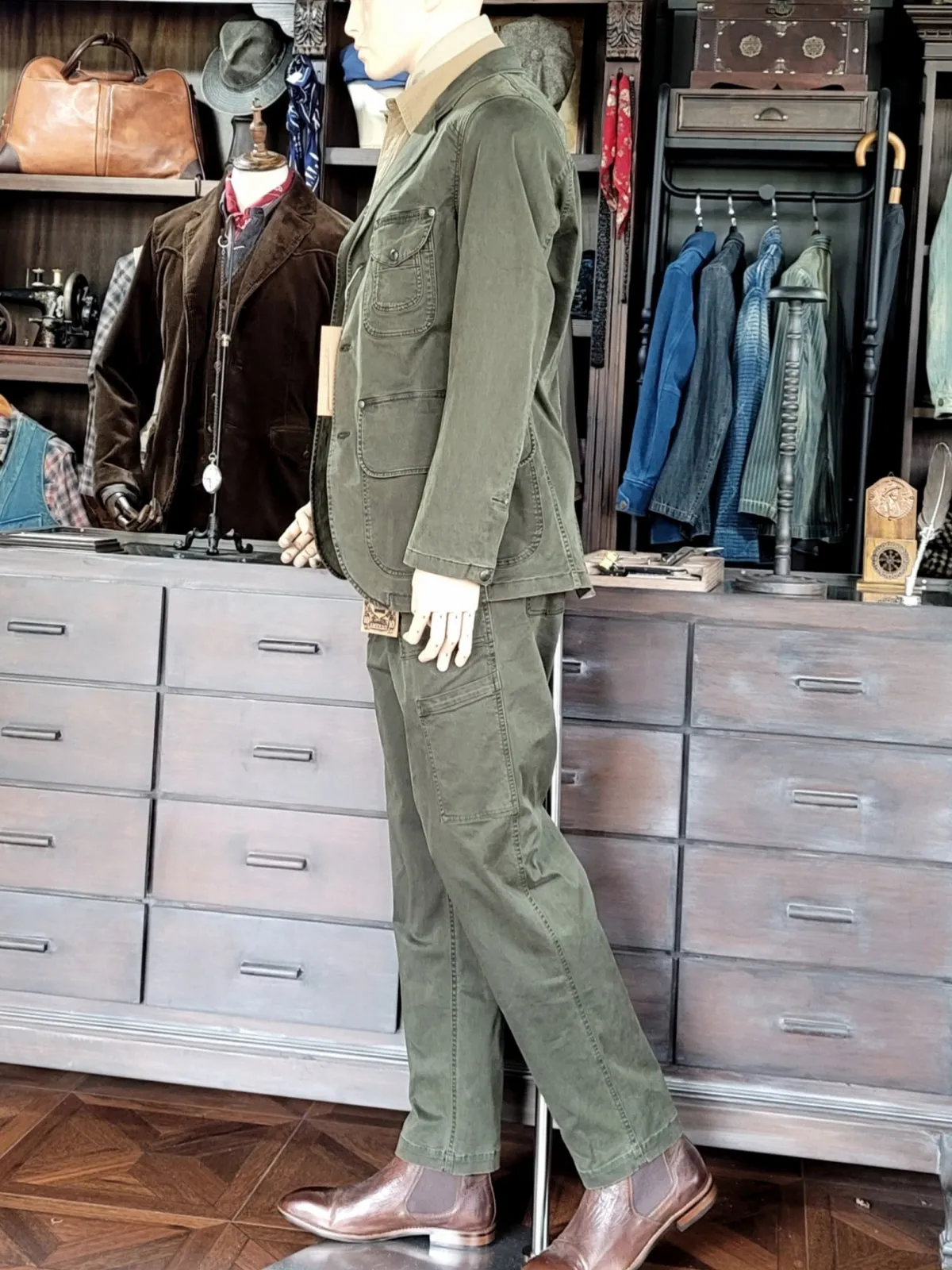 Men's Safari Suit Blazer Green