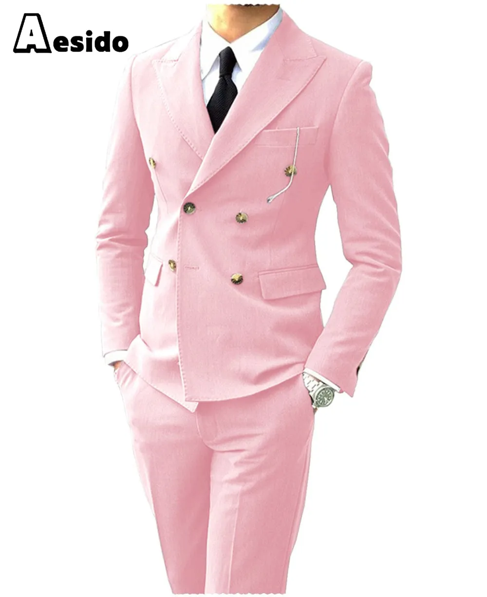 Men's Suit Peak Lapel Double Breasts Jacket (Blazer Pants)