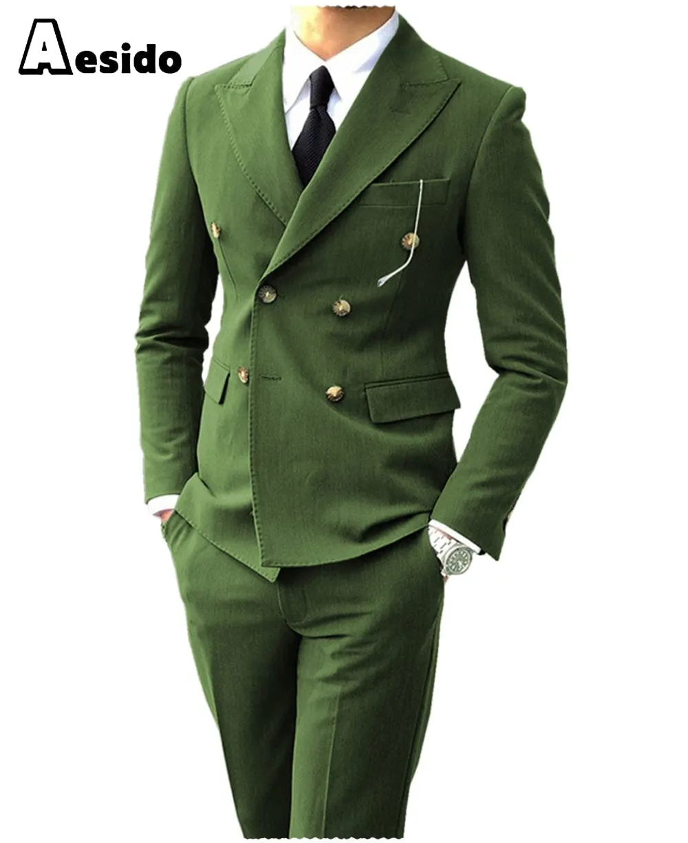 Men's Suit Peak Lapel Double Breasts Jacket (Blazer Pants)