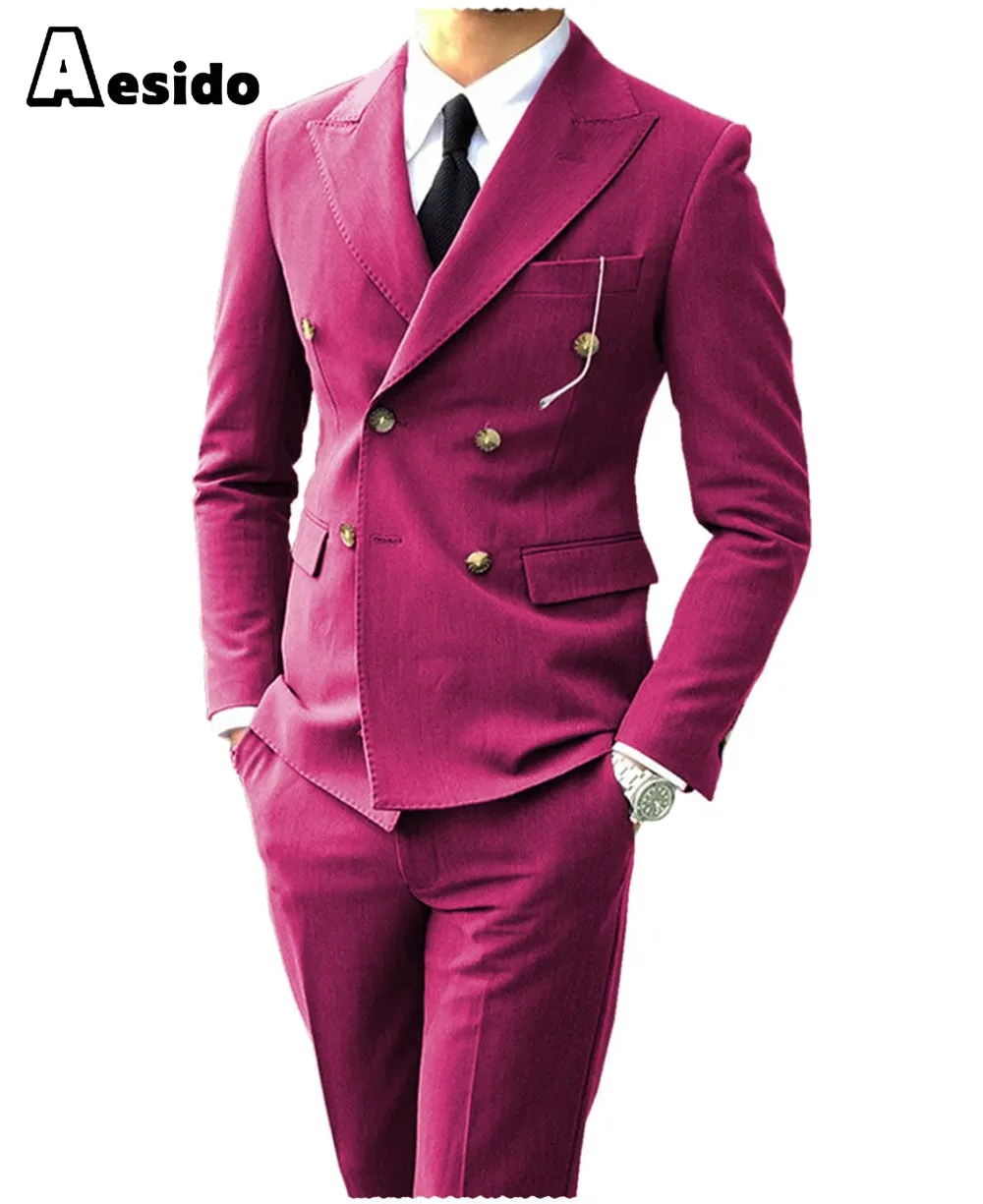 Men's Suit Peak Lapel Double Breasts Jacket(Blazer Pants)