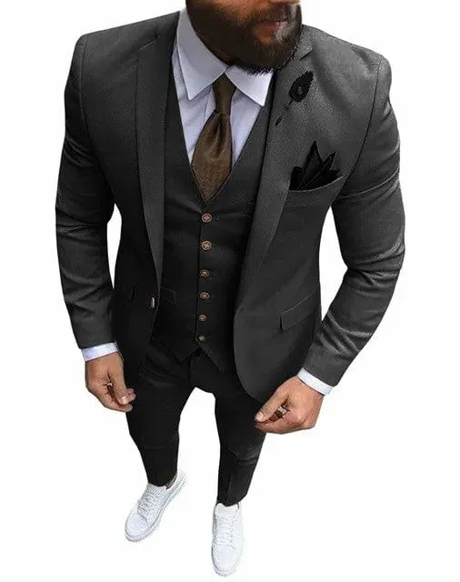 Men's Suits 3 Pieces Single Breasted Lapel Slim Fit Formal Tuxedos For Wedding Groomsmen