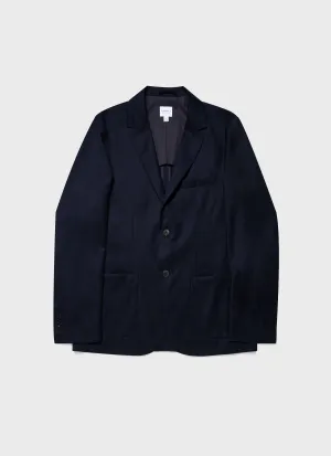 Men's Wool Flannel Blazer in Navy Melange