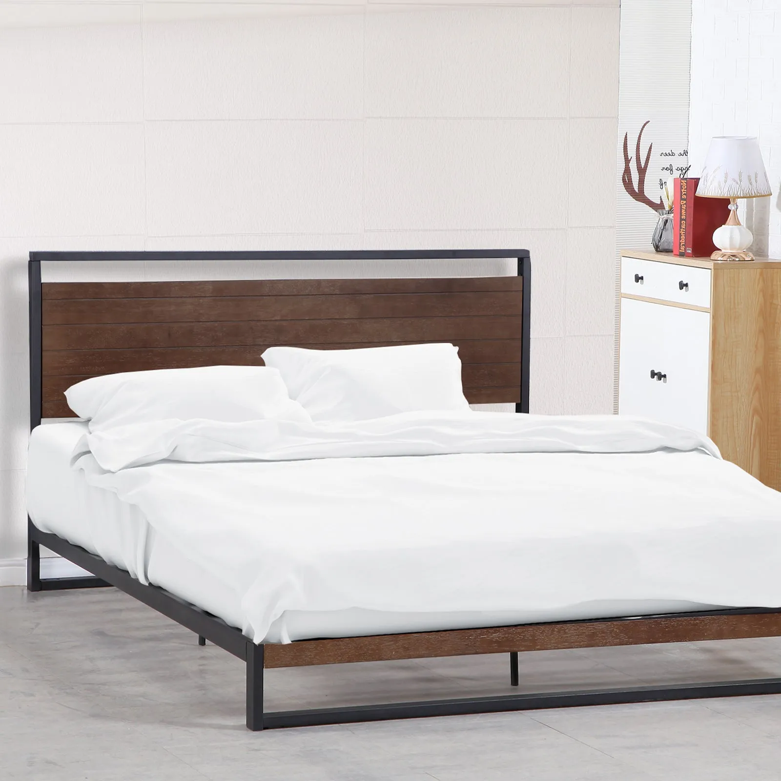 Milano Decor Azure Bed Frame with Headboard - Black - King