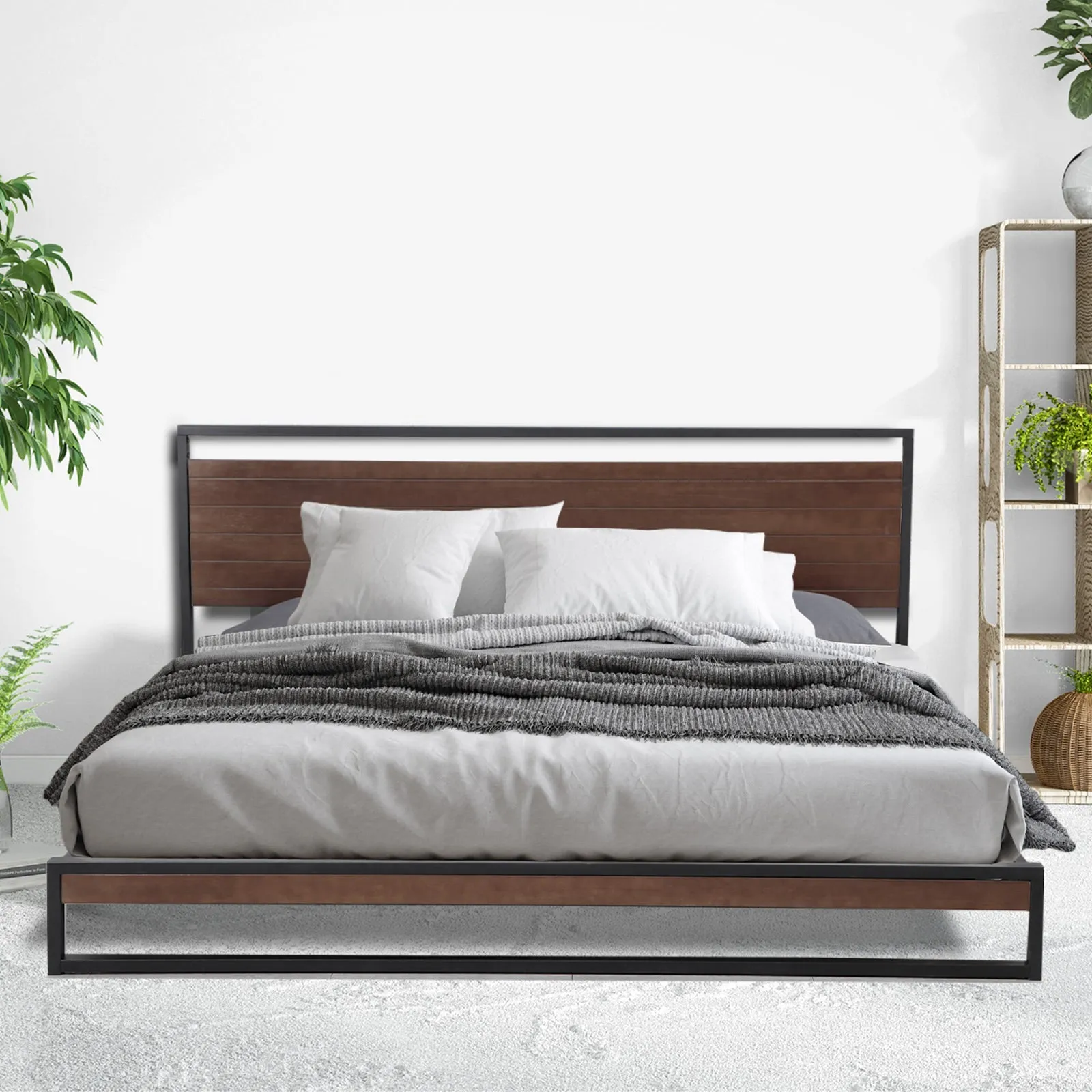 Milano Decor Azure Bed Frame with Headboard - Black - King