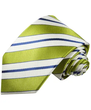 Necktie in Green, White and Navy Blue