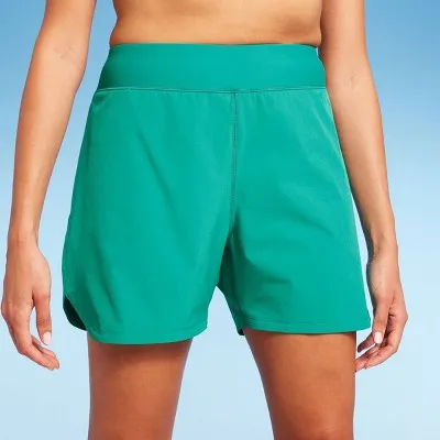 New - Lands' End Women's 5" UPF 50 Swim Shorts - Green XL