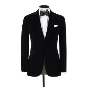 Peak Lapel Jacket in Black Velvet