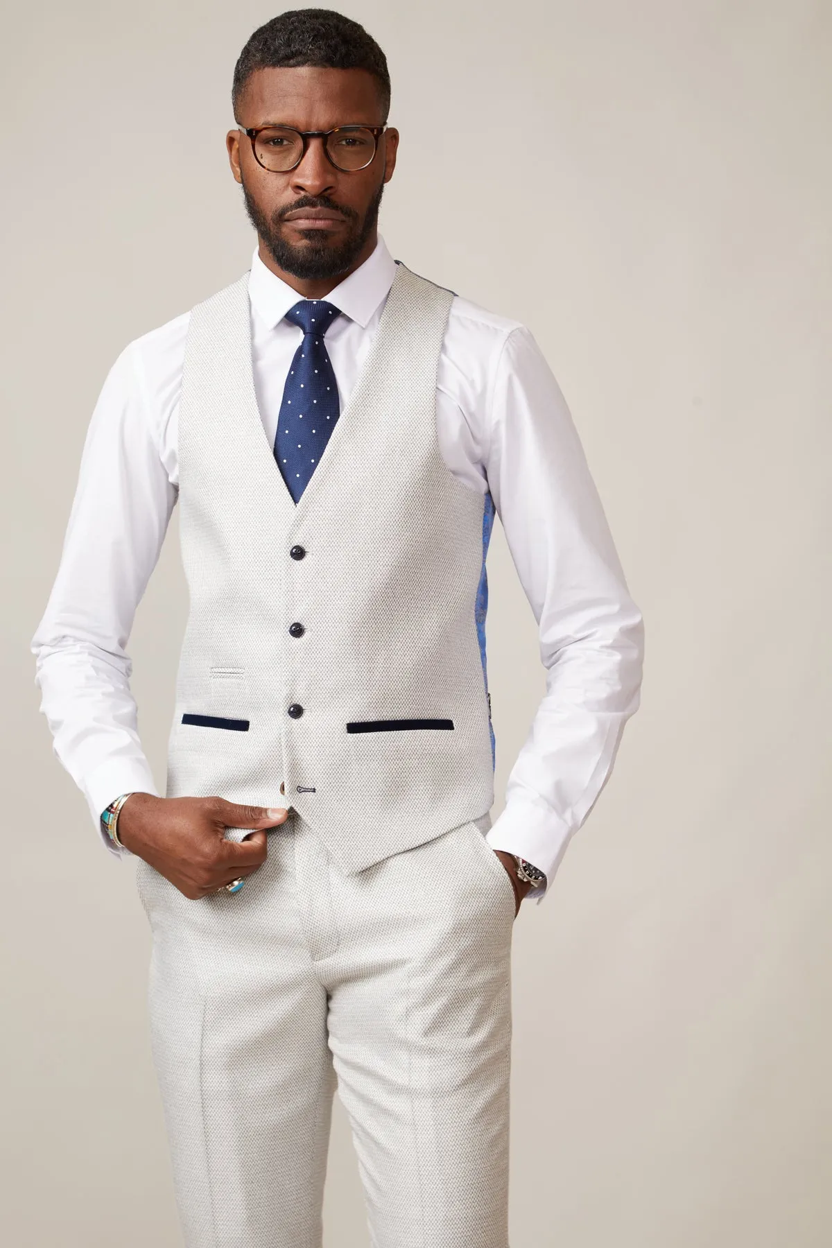 RONALD - Stone Single Breasted Waistcoat