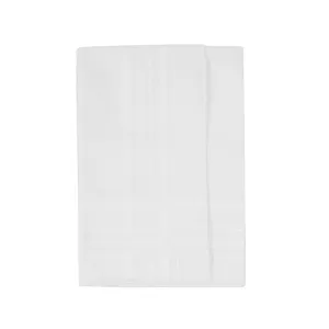 Simonnot Godard White Satin Check Cotton Pocket Square