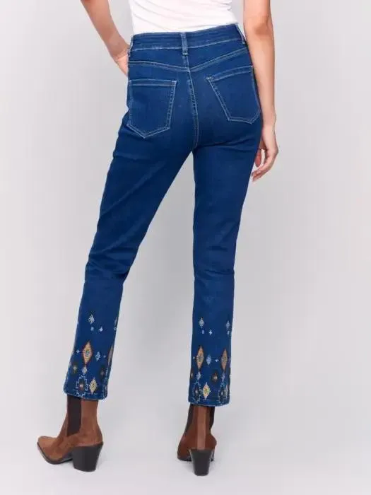 Slim Fit Jeans with Beaded Hem