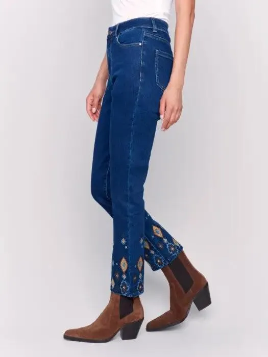 Slim Fit Jeans with Beaded Hem