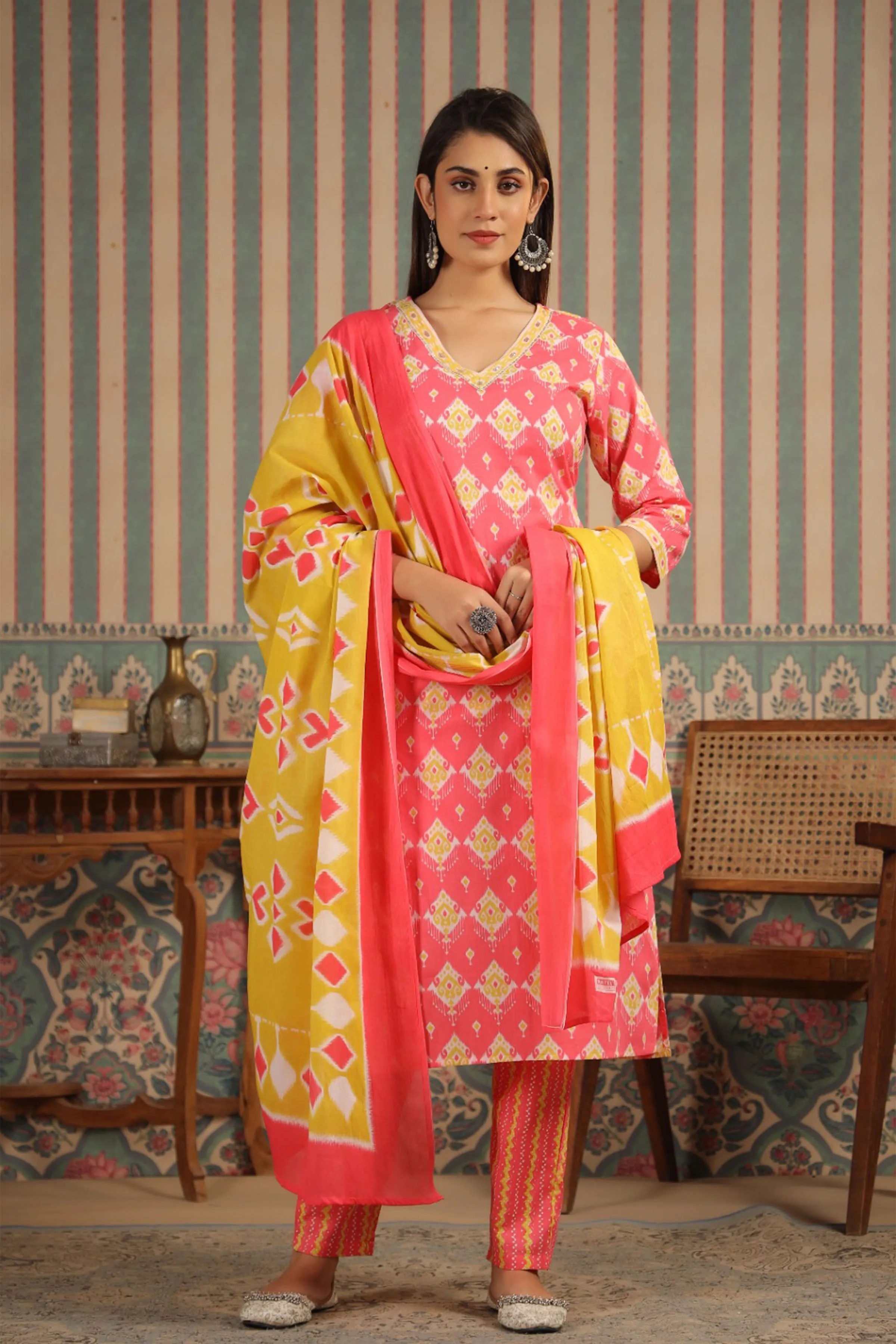 Sunset Rose Cotton Suit Set