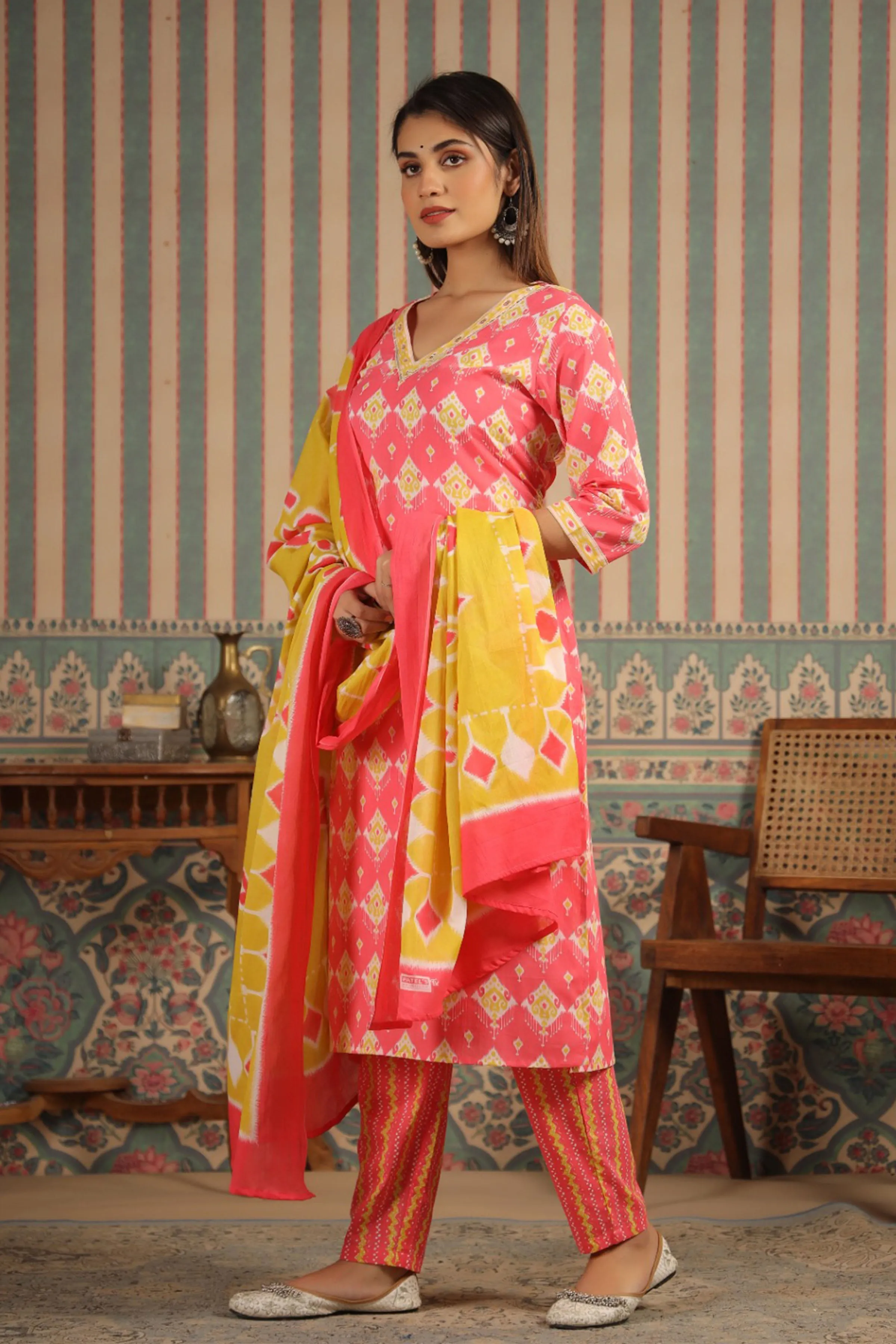 Sunset Rose Cotton Suit Set