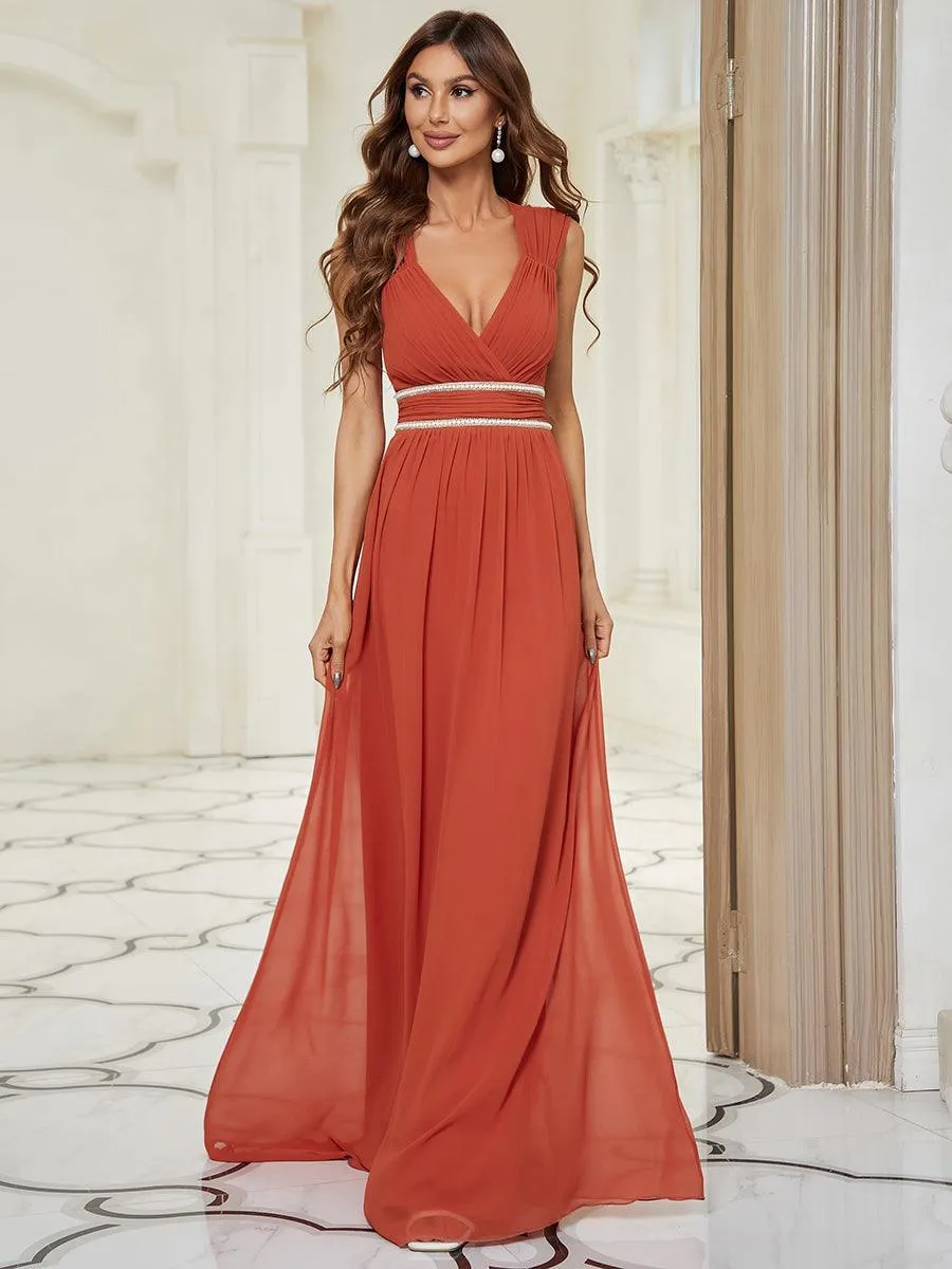 Taille personnalisée Robe longue de demoiselle d'honneur froncée