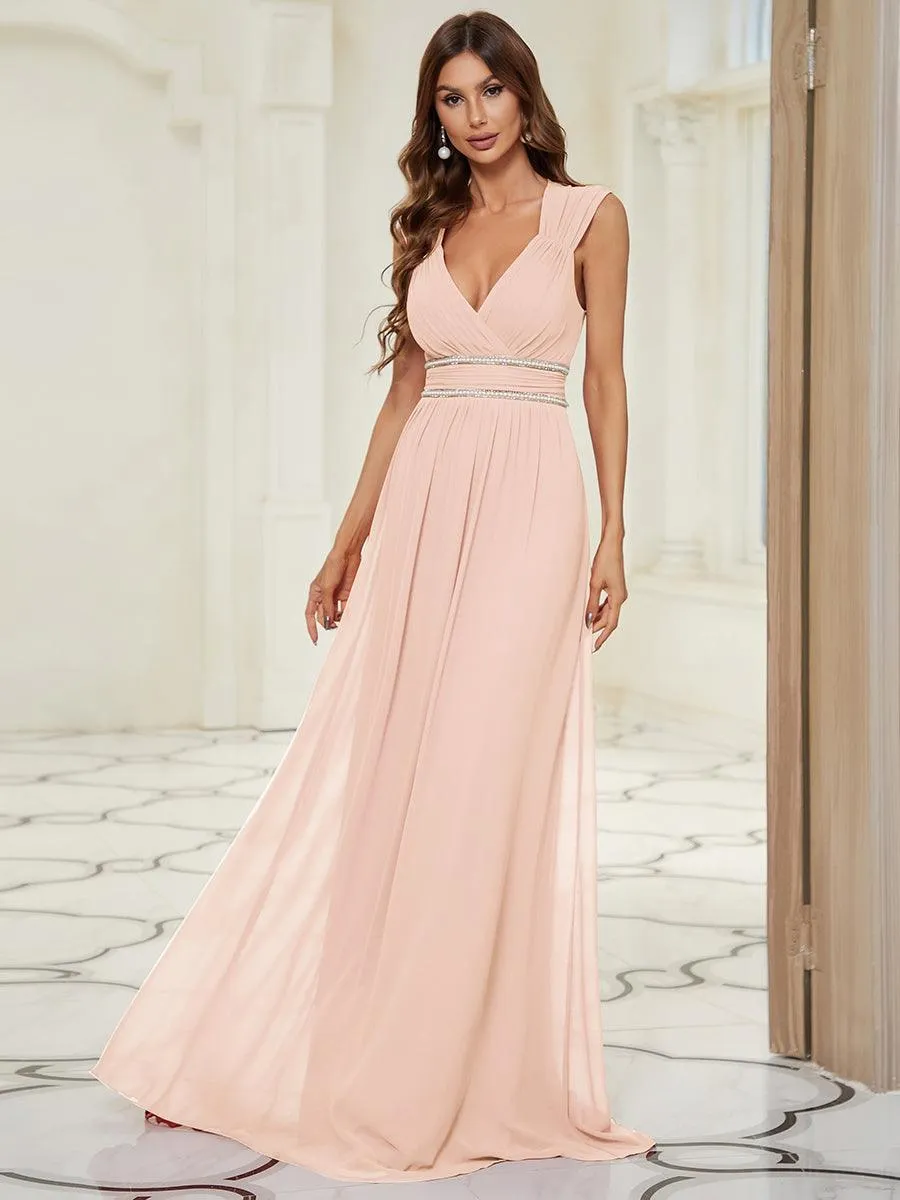 Taille personnalisée Robe longue de demoiselle d'honneur froncée