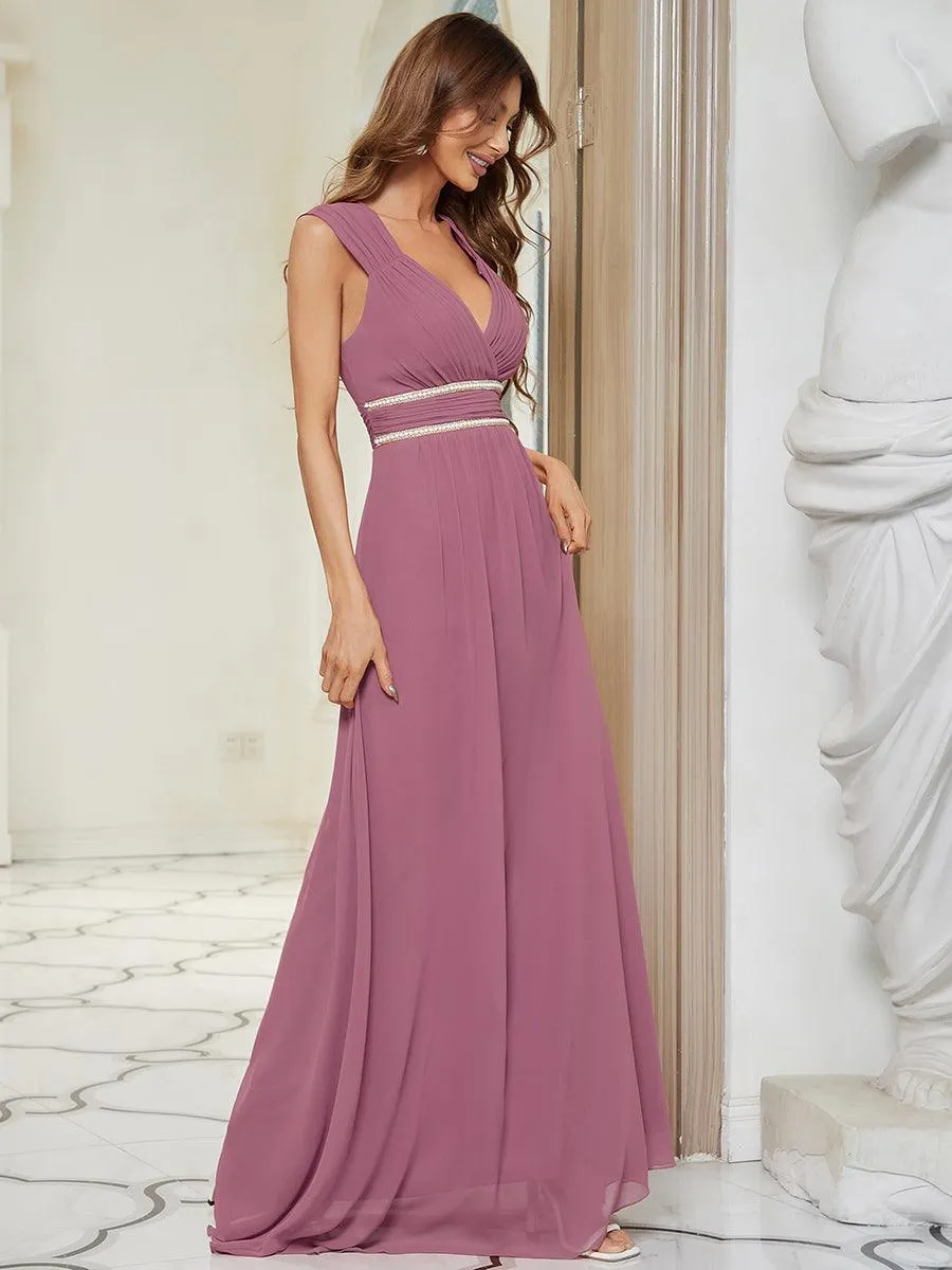 Taille personnalisée Robe longue de demoiselle d'honneur froncée