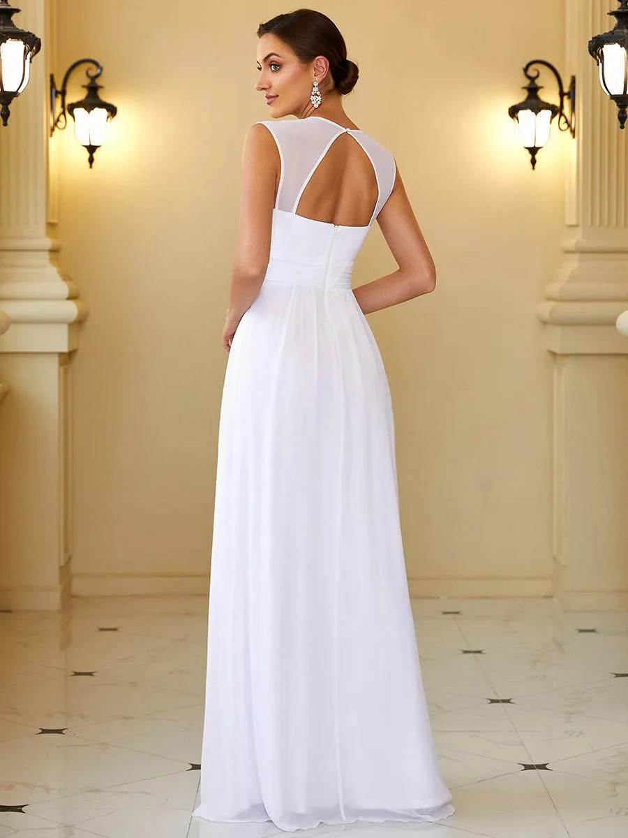 Taille personnalisée Robe longue de demoiselle d'honneur froncée
