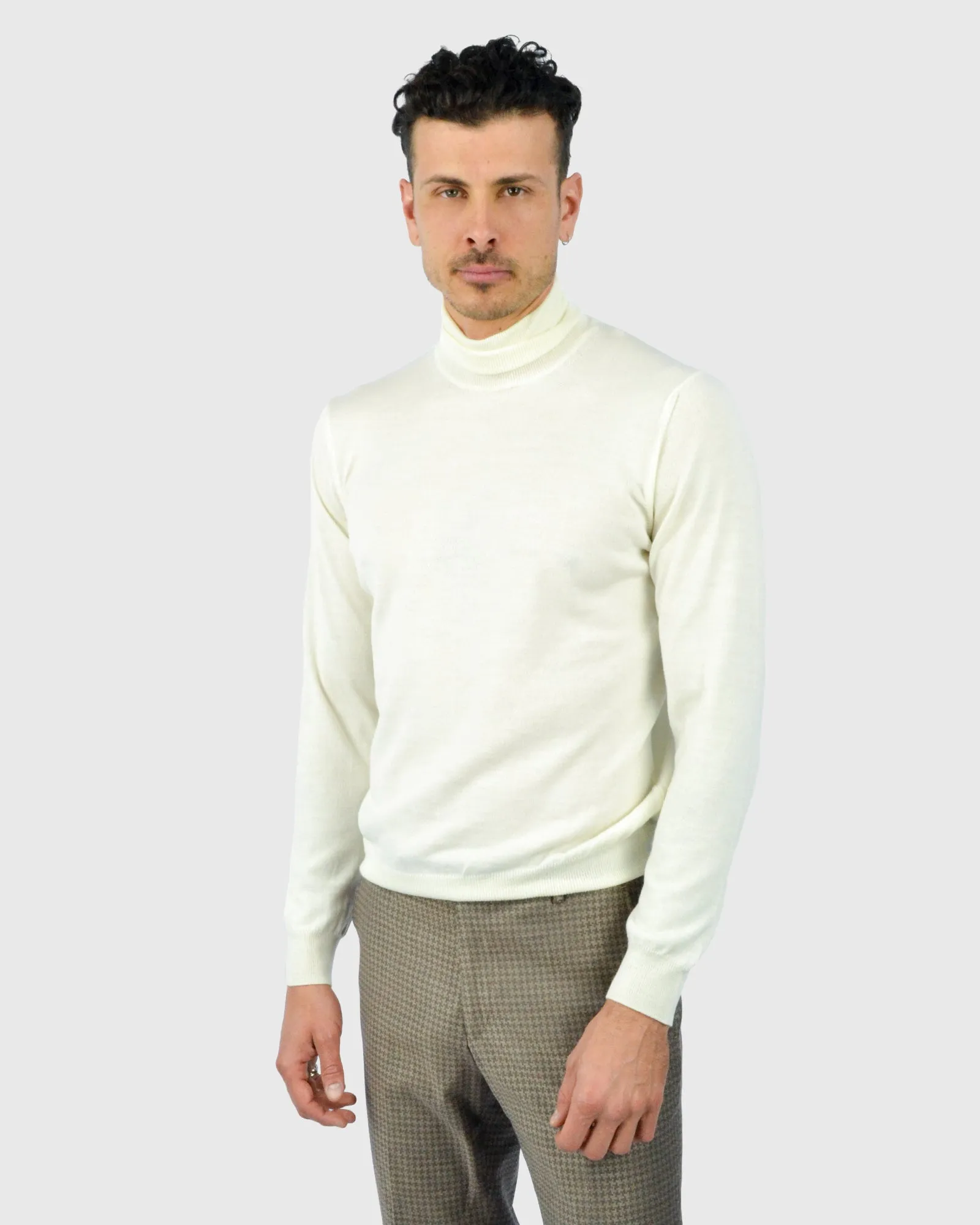 VISCONTI W23R IVORY WOOL ROLL NECK / POLO NECK