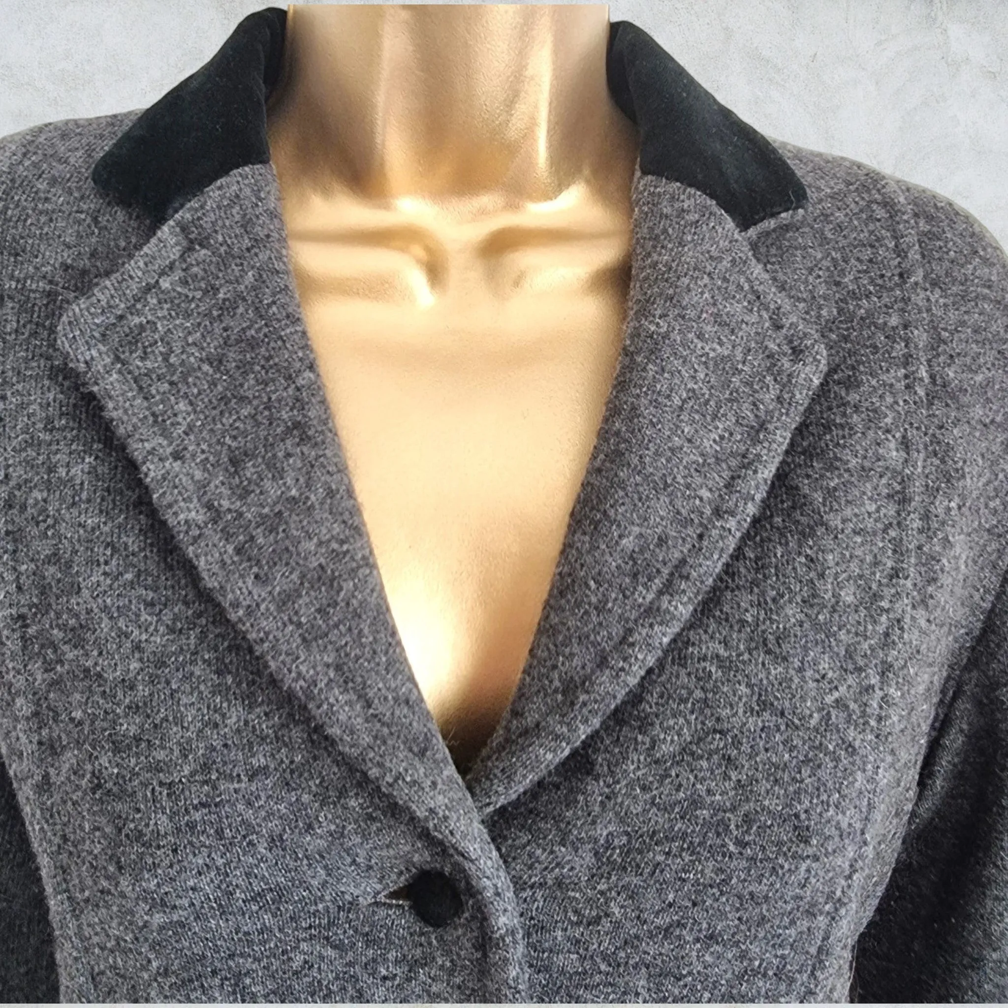 Vollmer Women's Grey Pure Wool Vintage Jacket  UK 12 US 8 EU 40 IT 44