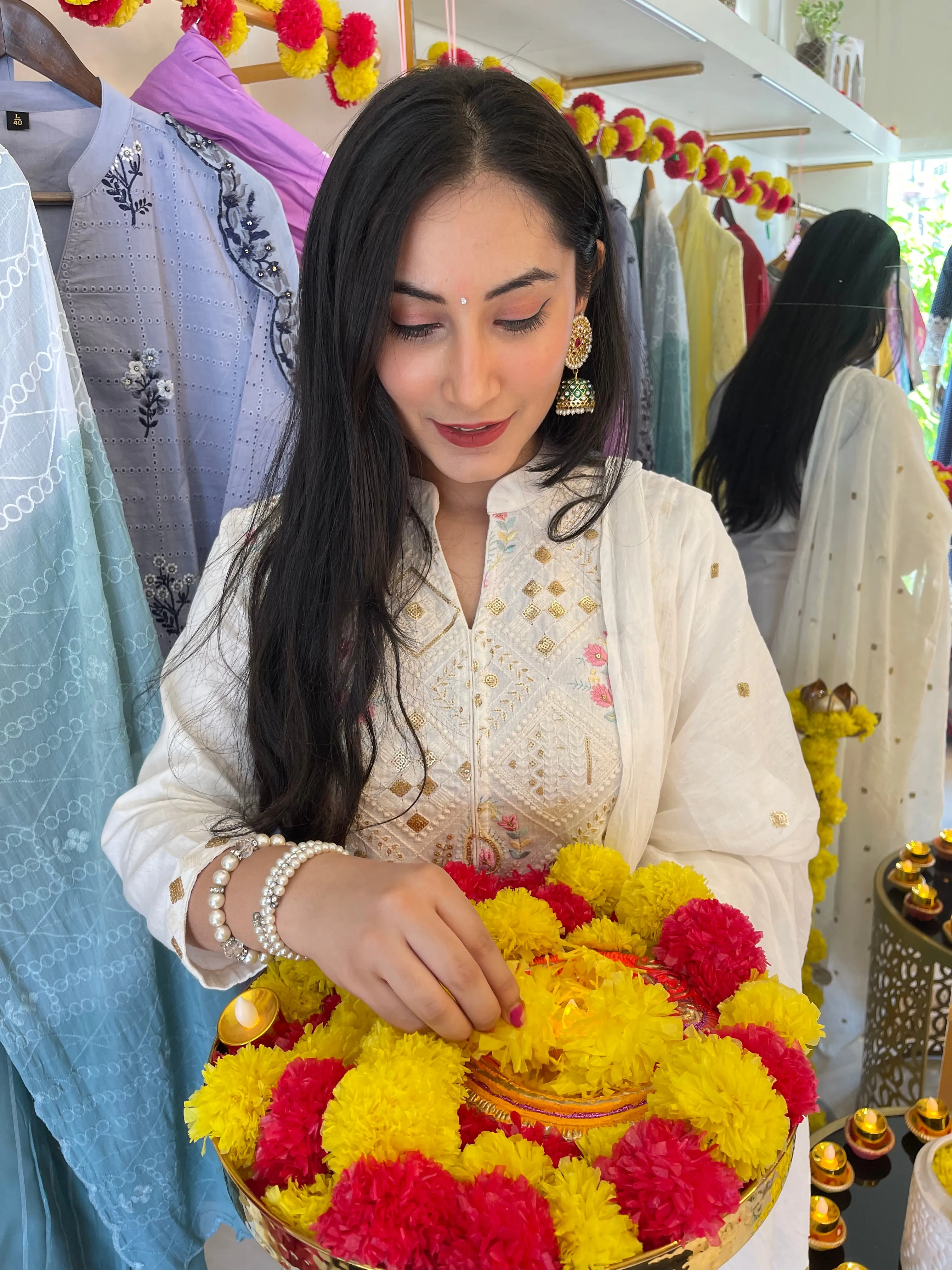 White Embroidered  kurta Dupatta suit set