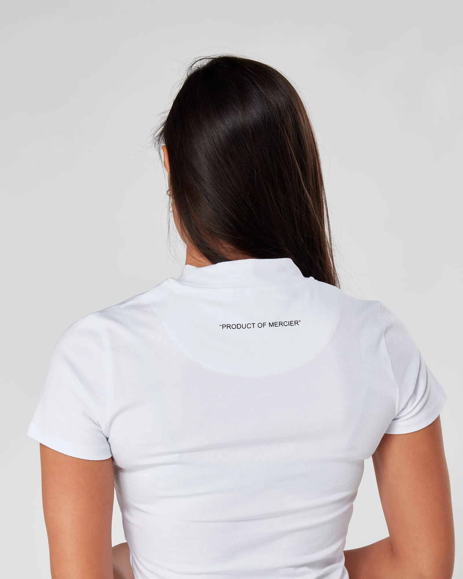 White Womens Mono Fitted Badge Tshirt